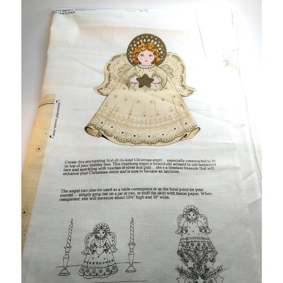 Vintage DIY Christmas Angel Fabric Pattern 90s Cut And Sew Tree Topper Holidays - Picture 2 of 2